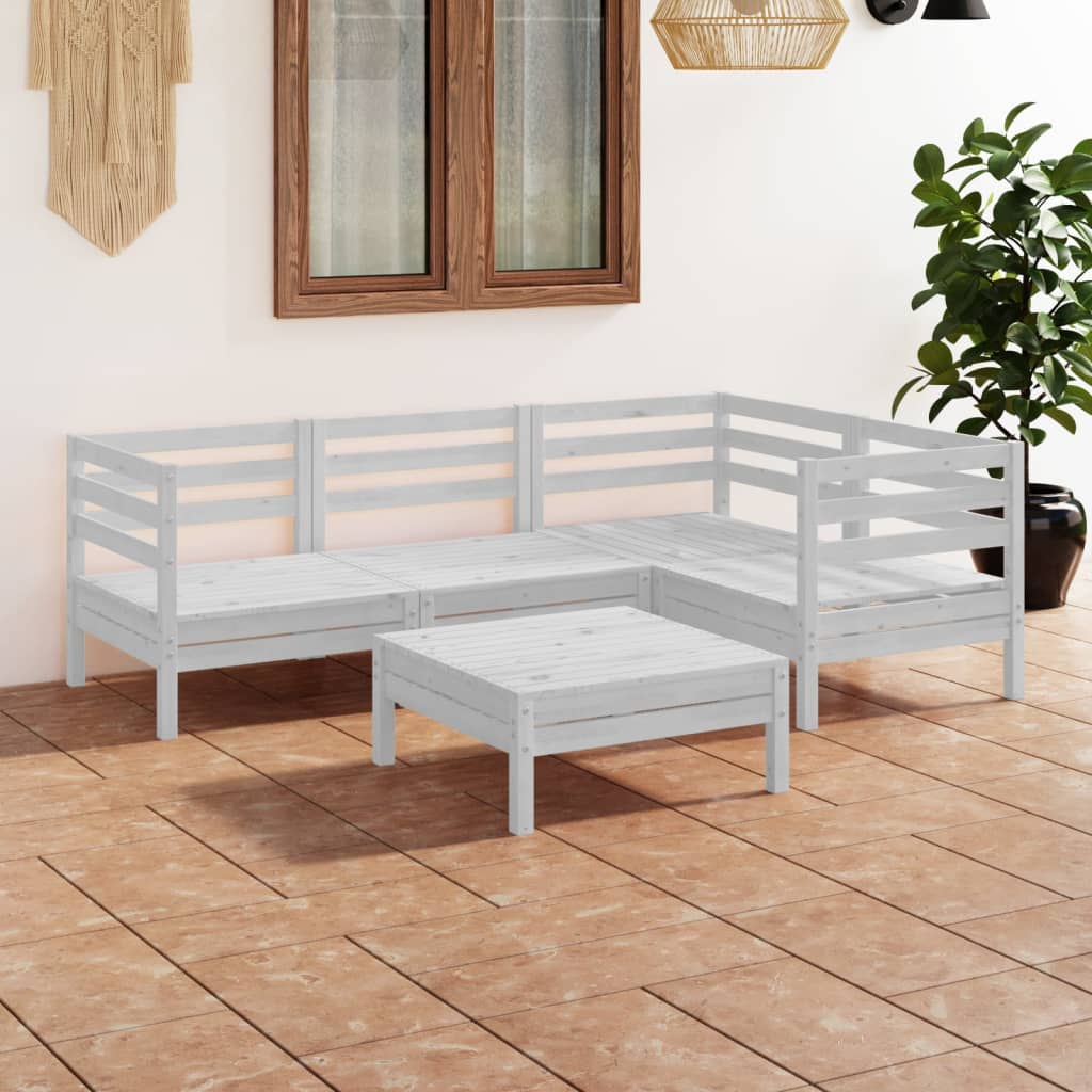 5-delige Loungeset massief grenenhout wit is nu te koop bij PeponiXL, paradijselijk wonen!