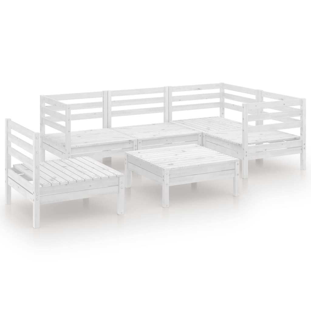 6-delige Loungeset massief grenenhout wit is nu te koop bij PeponiXL, paradijselijk wonen!