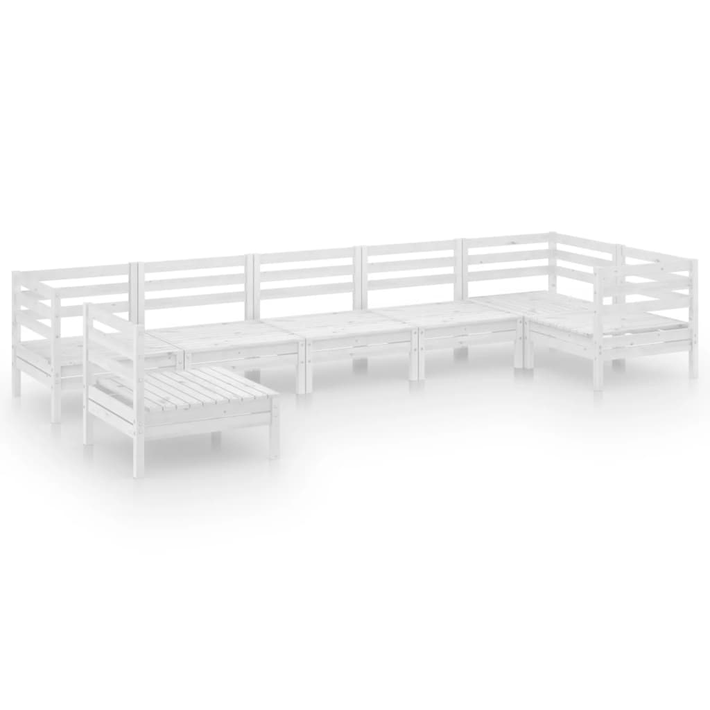 7-delige Loungeset massief grenenhout wit is nu te koop bij PeponiXL, paradijselijk wonen!