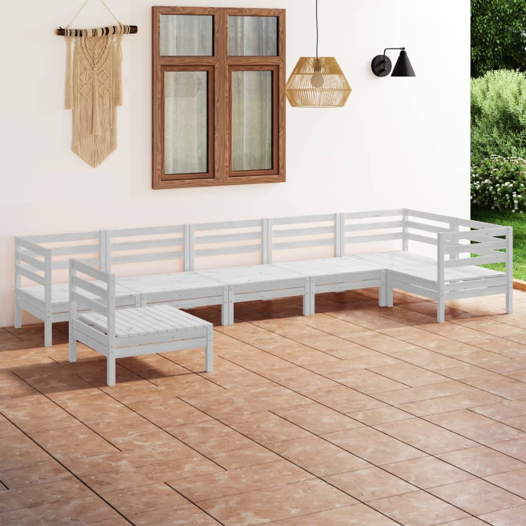 7-delige Loungeset massief grenenhout wit is nu te koop bij PeponiXL, paradijselijk wonen!