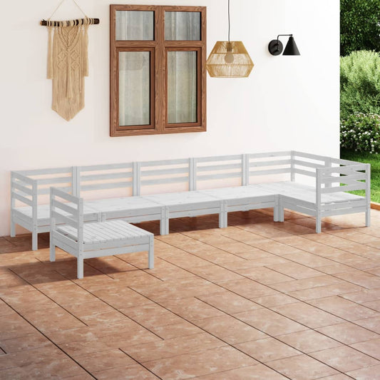 7-delige Loungeset massief grenenhout wit is nu te koop bij PeponiXL, paradijselijk wonen!