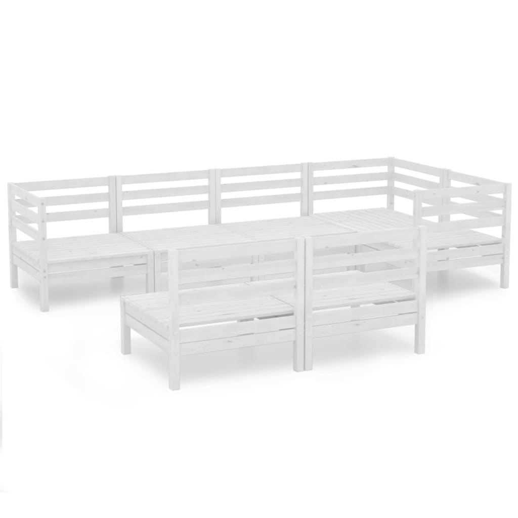 7-delige Loungeset massief grenenhout wit is nu te koop bij PeponiXL, paradijselijk wonen!