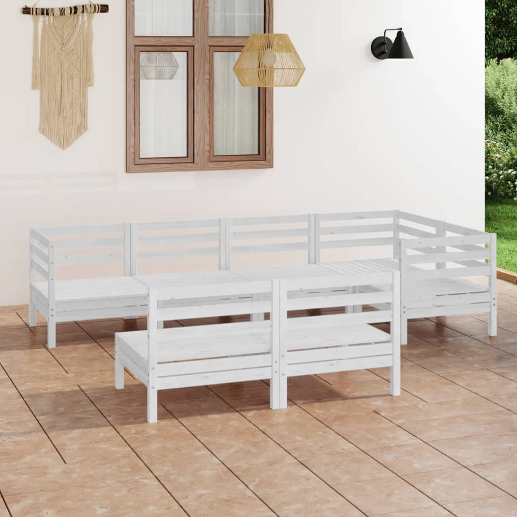 7-delige Loungeset massief grenenhout wit is nu te koop bij PeponiXL, paradijselijk wonen!