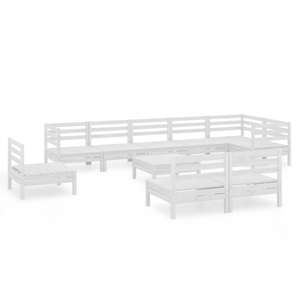10-delige Loungeset massief grenenhout wit is nu te koop bij PeponiXL, paradijselijk wonen!