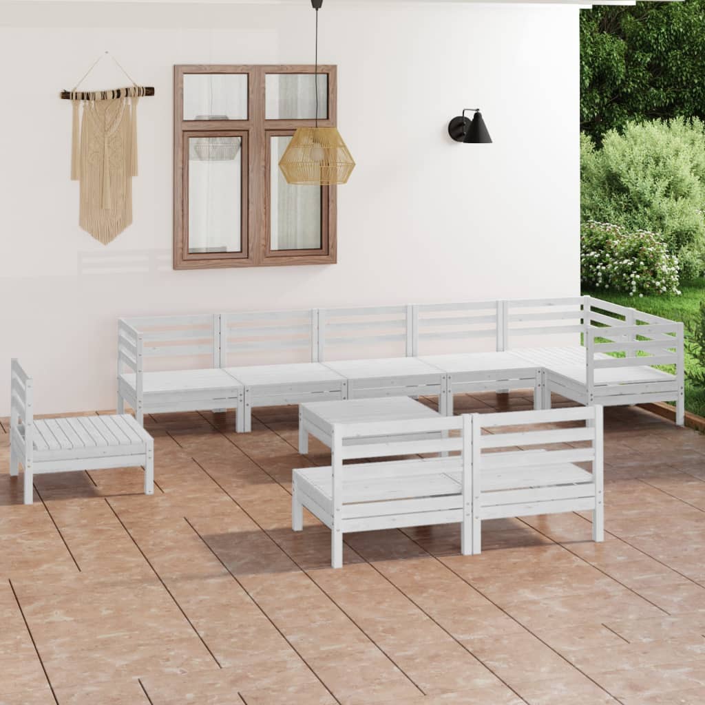 10-delige Loungeset massief grenenhout wit is nu te koop bij PeponiXL, paradijselijk wonen!