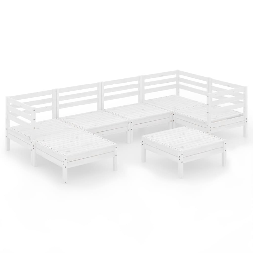 7-delige Loungeset massief grenenhout wit is nu te koop bij PeponiXL, paradijselijk wonen!