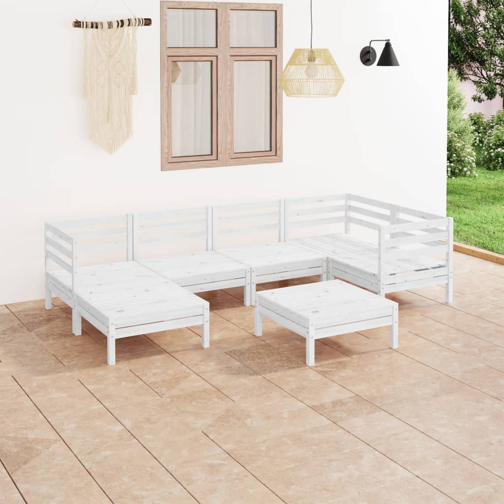 7-delige Loungeset massief grenenhout wit is nu te koop bij PeponiXL, paradijselijk wonen!