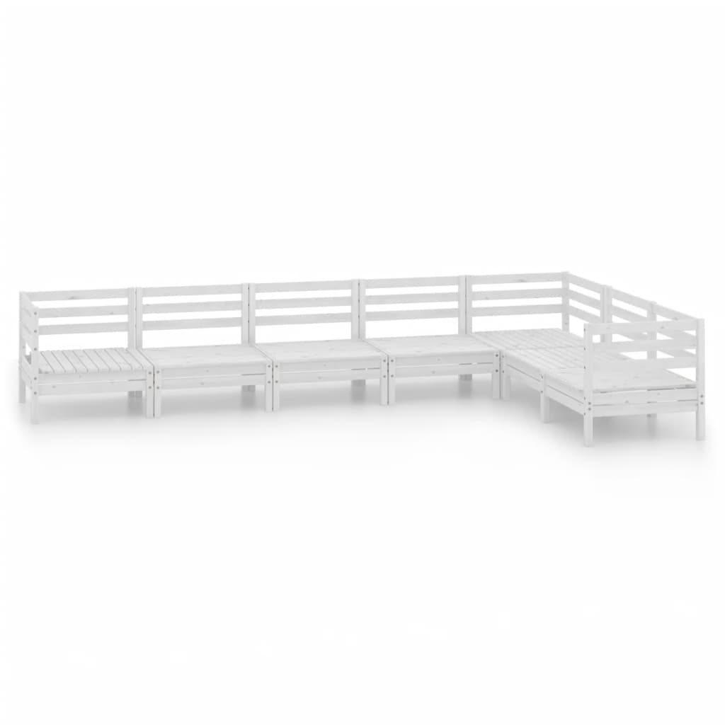 7-delige Loungeset massief grenenhout wit is nu te koop bij PeponiXL, paradijselijk wonen!