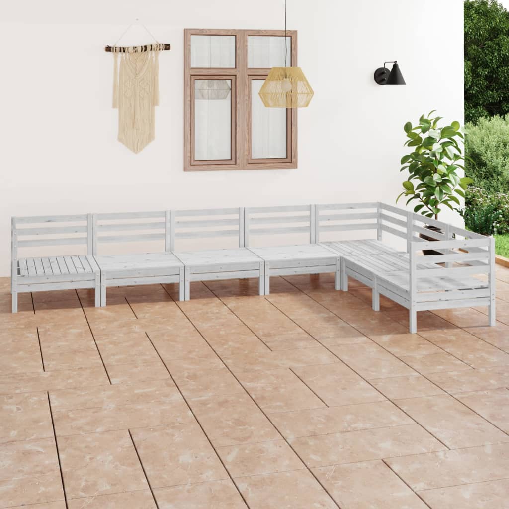 7-delige Loungeset massief grenenhout wit is nu te koop bij PeponiXL, paradijselijk wonen!
