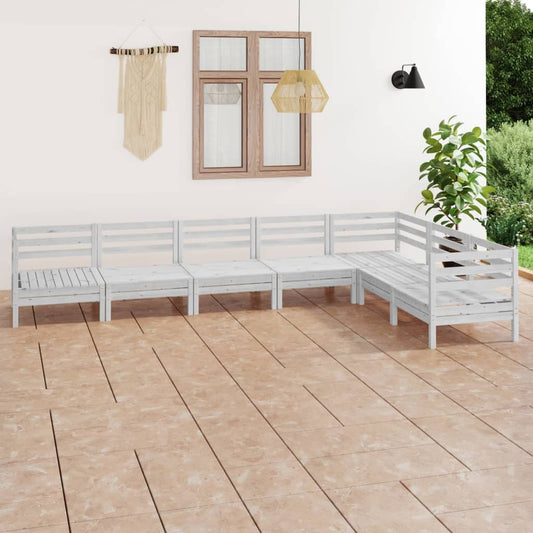 7-delige Loungeset massief grenenhout wit is nu te koop bij PeponiXL, paradijselijk wonen!