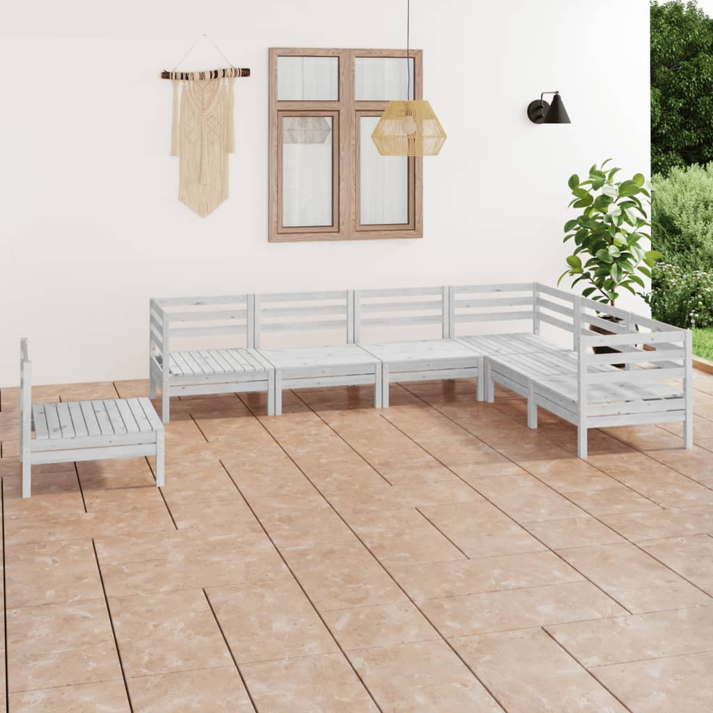 7-delige Loungeset massief grenenhout wit is nu te koop bij PeponiXL, paradijselijk wonen!