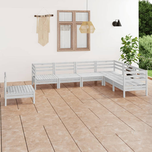 7-delige Loungeset massief grenenhout wit is nu te koop bij PeponiXL, paradijselijk wonen!