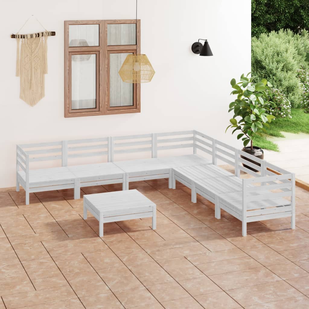 8-delige Loungeset massief grenenhout wit is nu te koop bij PeponiXL, paradijselijk wonen!
