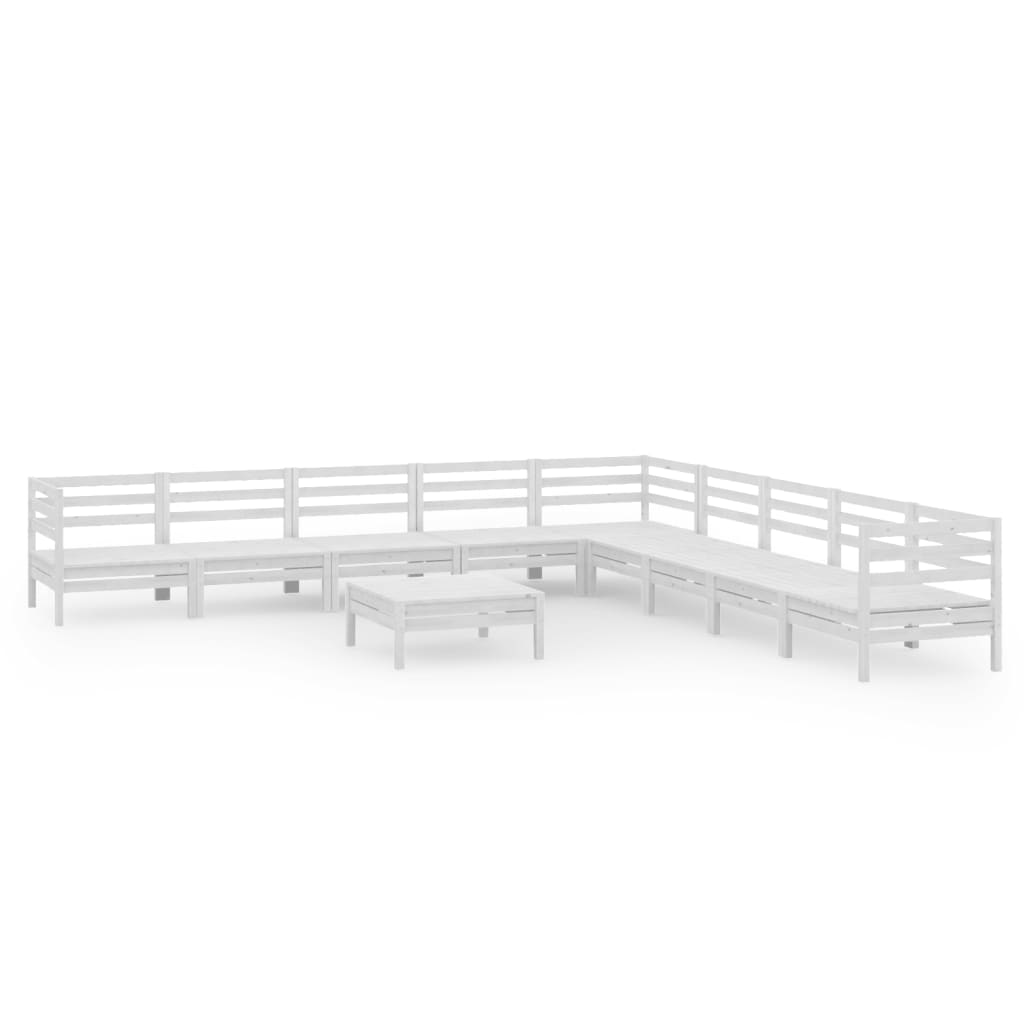 10-delige Loungeset massief grenenhout wit is nu te koop bij PeponiXL, paradijselijk wonen!