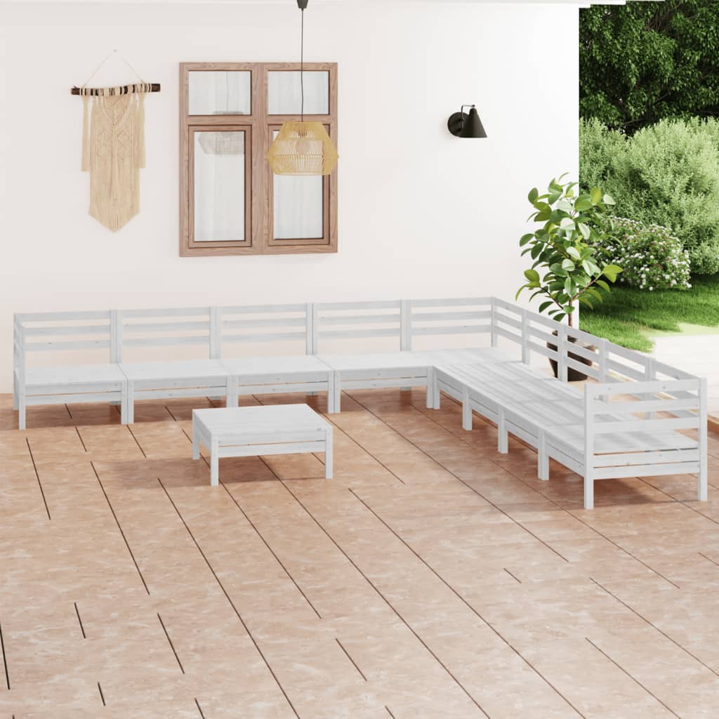 10-delige Loungeset massief grenenhout wit is nu te koop bij PeponiXL, paradijselijk wonen!