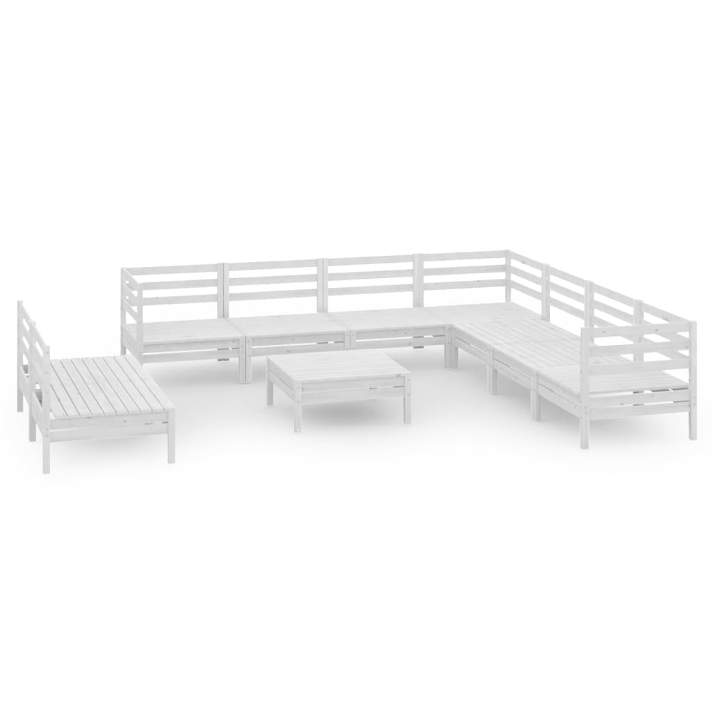 10-delige Loungeset massief grenenhout wit is nu te koop bij PeponiXL, paradijselijk wonen!