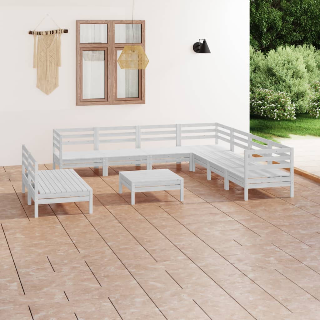 10-delige Loungeset massief grenenhout wit is nu te koop bij PeponiXL, paradijselijk wonen!