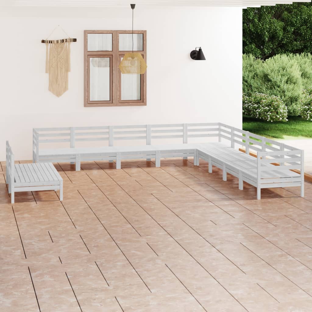 11-delige Loungeset massief grenenhout wit is nu te koop bij PeponiXL, paradijselijk wonen!