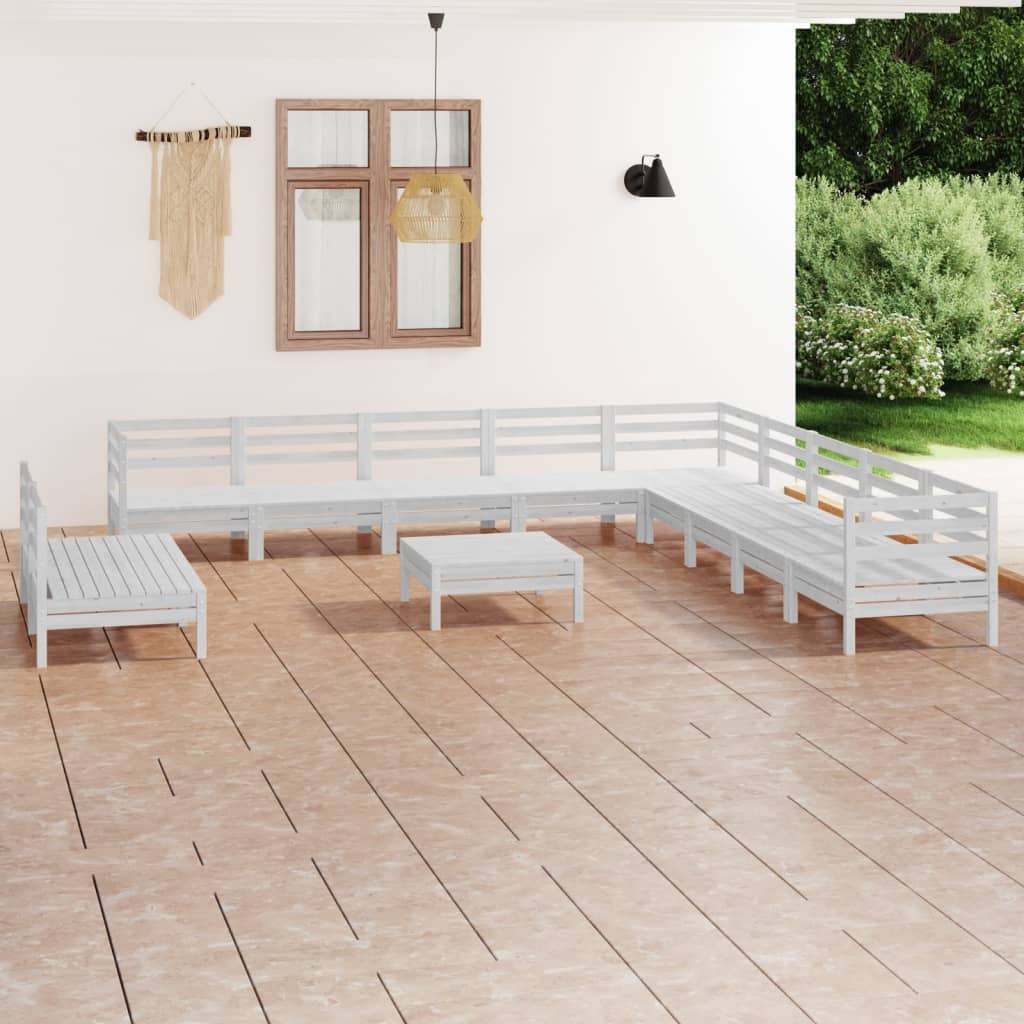 12-delige Loungeset massief grenenhout wit is nu te koop bij PeponiXL, paradijselijk wonen!