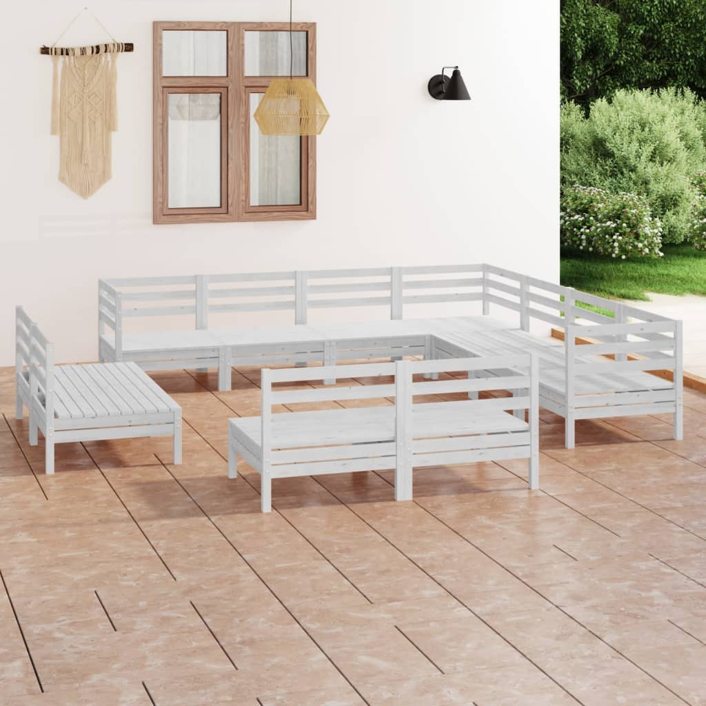 11-delige Loungeset massief grenenhout wit is nu te koop bij PeponiXL, paradijselijk wonen!