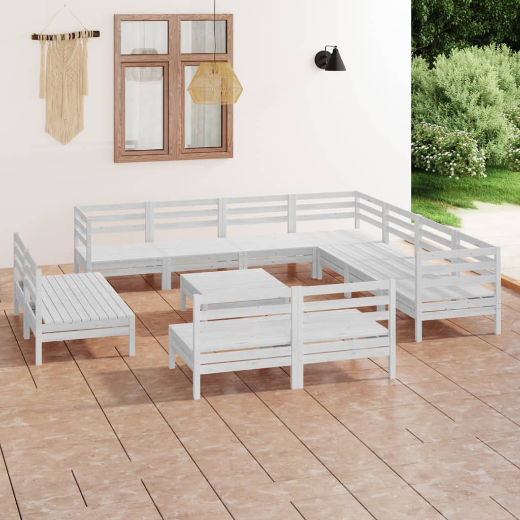 12-delige Loungeset massief grenenhout wit is nu te koop bij PeponiXL, paradijselijk wonen!