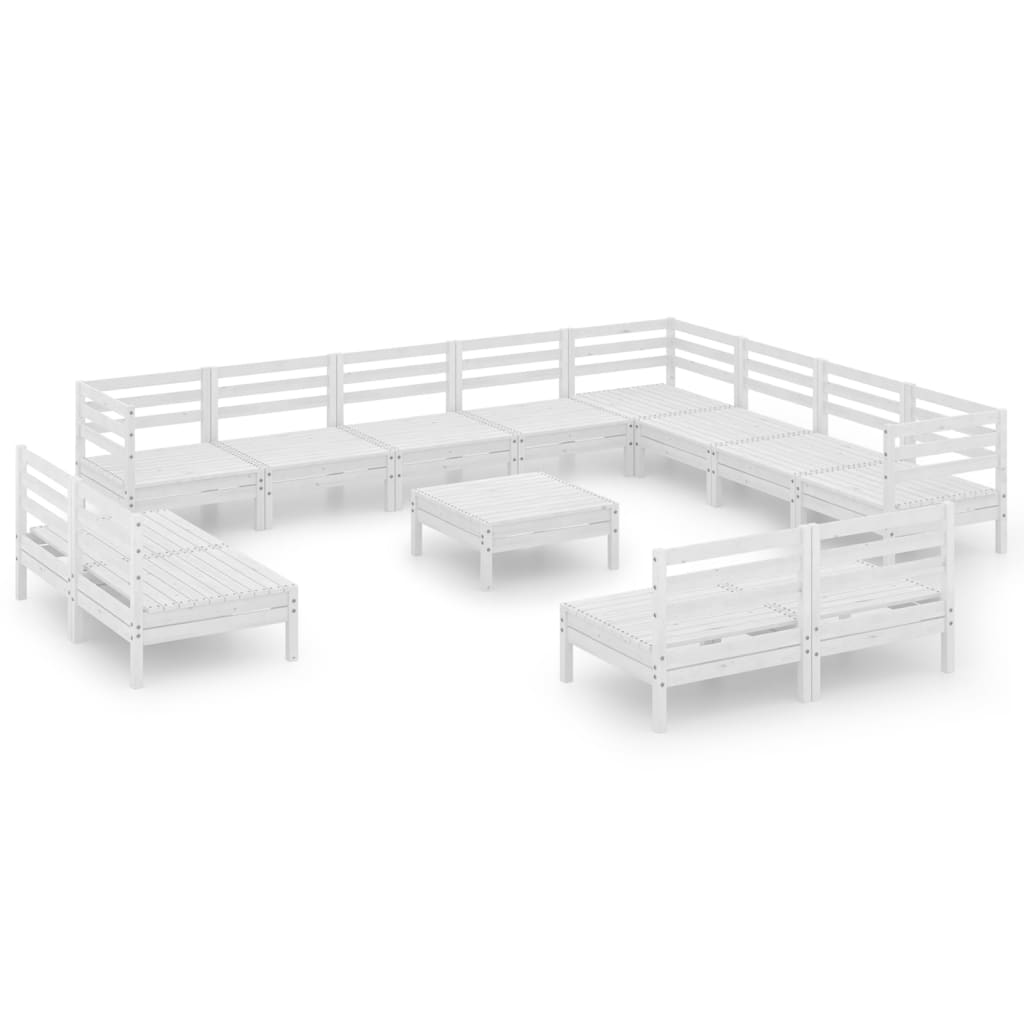 13-delige Loungeset massief grenenhout wit is nu te koop bij PeponiXL, paradijselijk wonen!