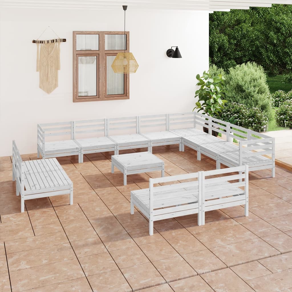 13-delige Loungeset massief grenenhout wit is nu te koop bij PeponiXL, paradijselijk wonen!