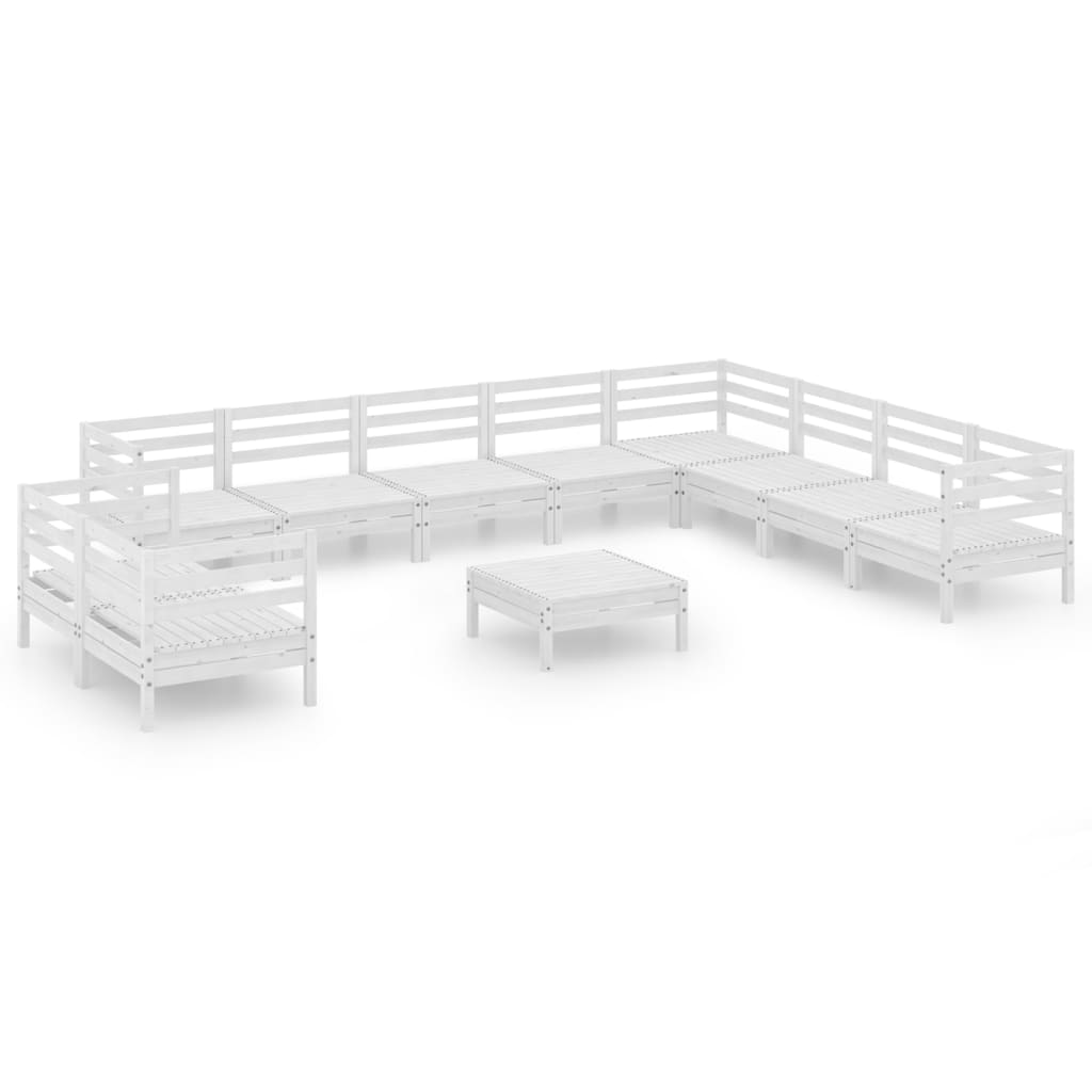 11-delige Loungeset massief grenenhout wit is nu te koop bij PeponiXL, paradijselijk wonen!