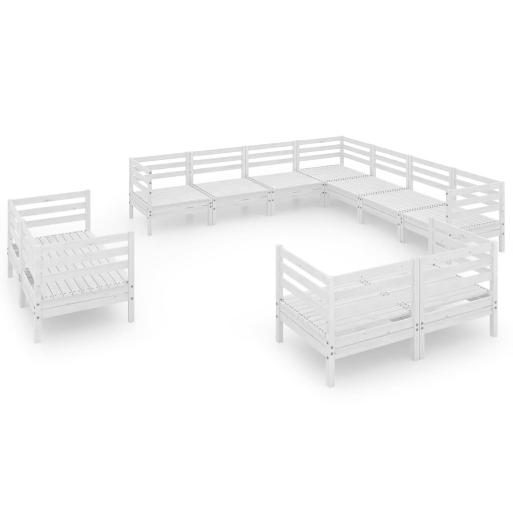 11-delige Loungeset massief grenenhout wit is nu te koop bij PeponiXL, paradijselijk wonen!