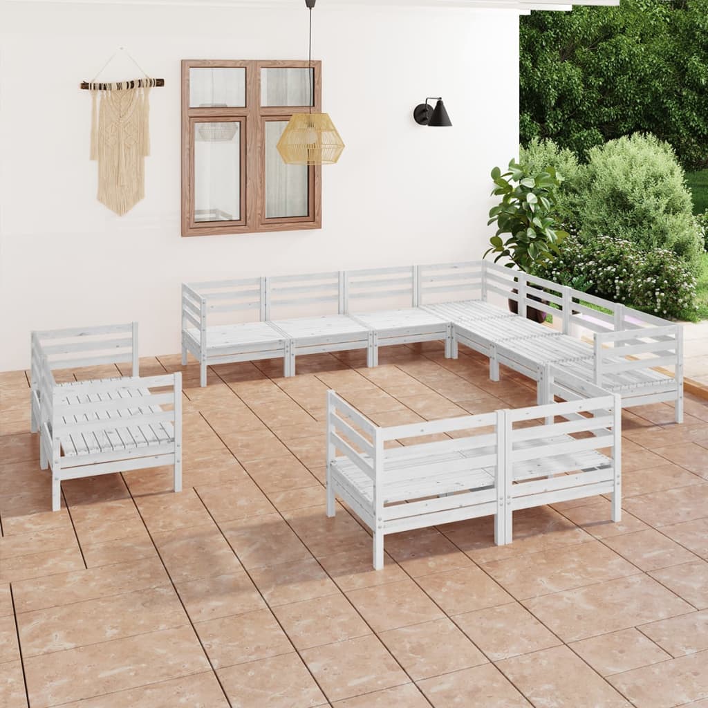11-delige Loungeset massief grenenhout wit is nu te koop bij PeponiXL, paradijselijk wonen!