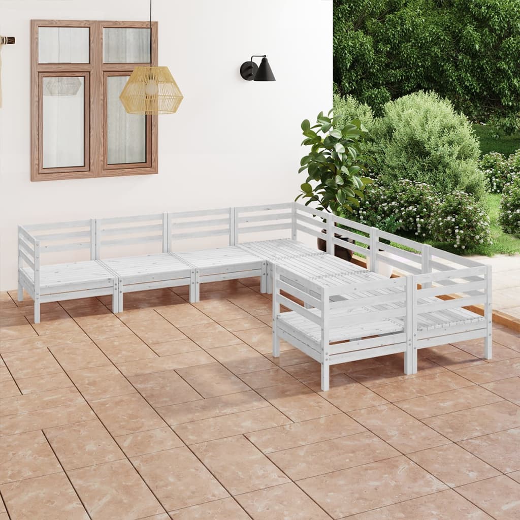 8-delige Loungeset massief grenenhout wit is nu te koop bij PeponiXL, paradijselijk wonen!