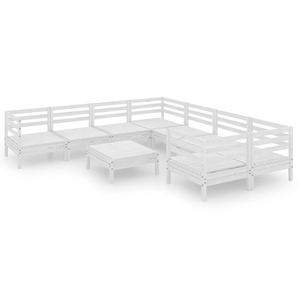 9-delige Loungeset massief grenenhout wit is nu te koop bij PeponiXL, paradijselijk wonen!