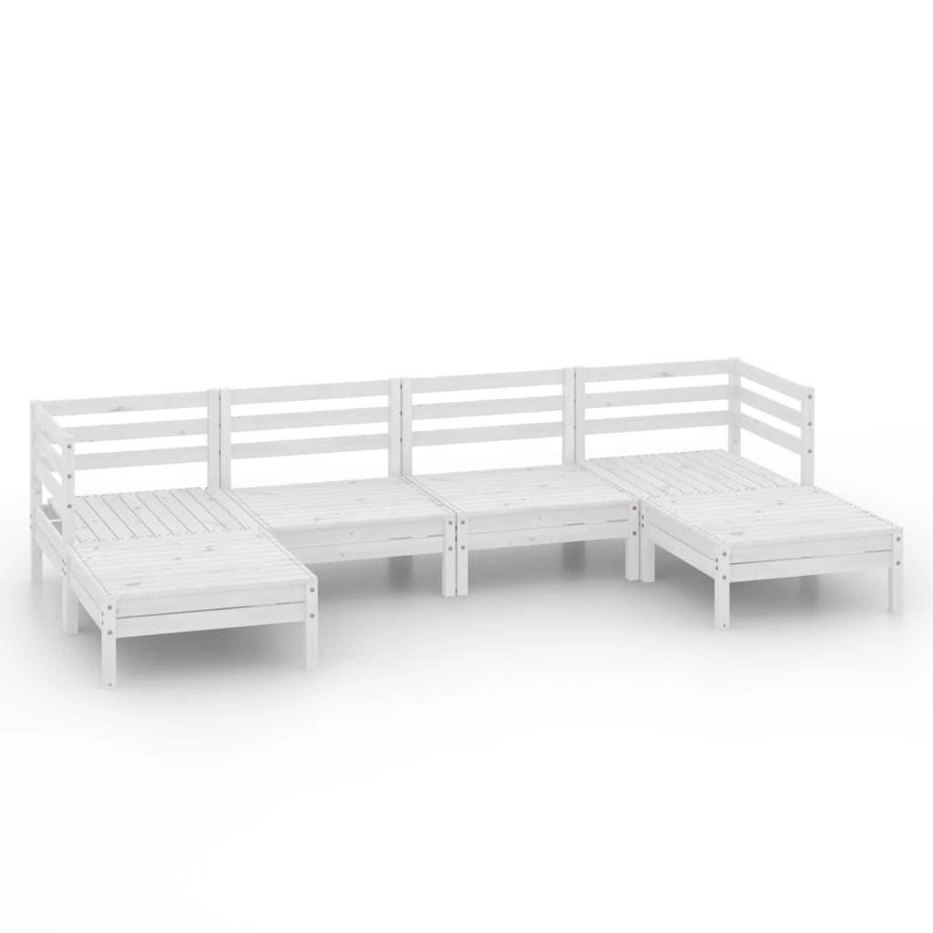 6-delige Loungeset massief grenenhout wit is nu te koop bij PeponiXL, paradijselijk wonen!
