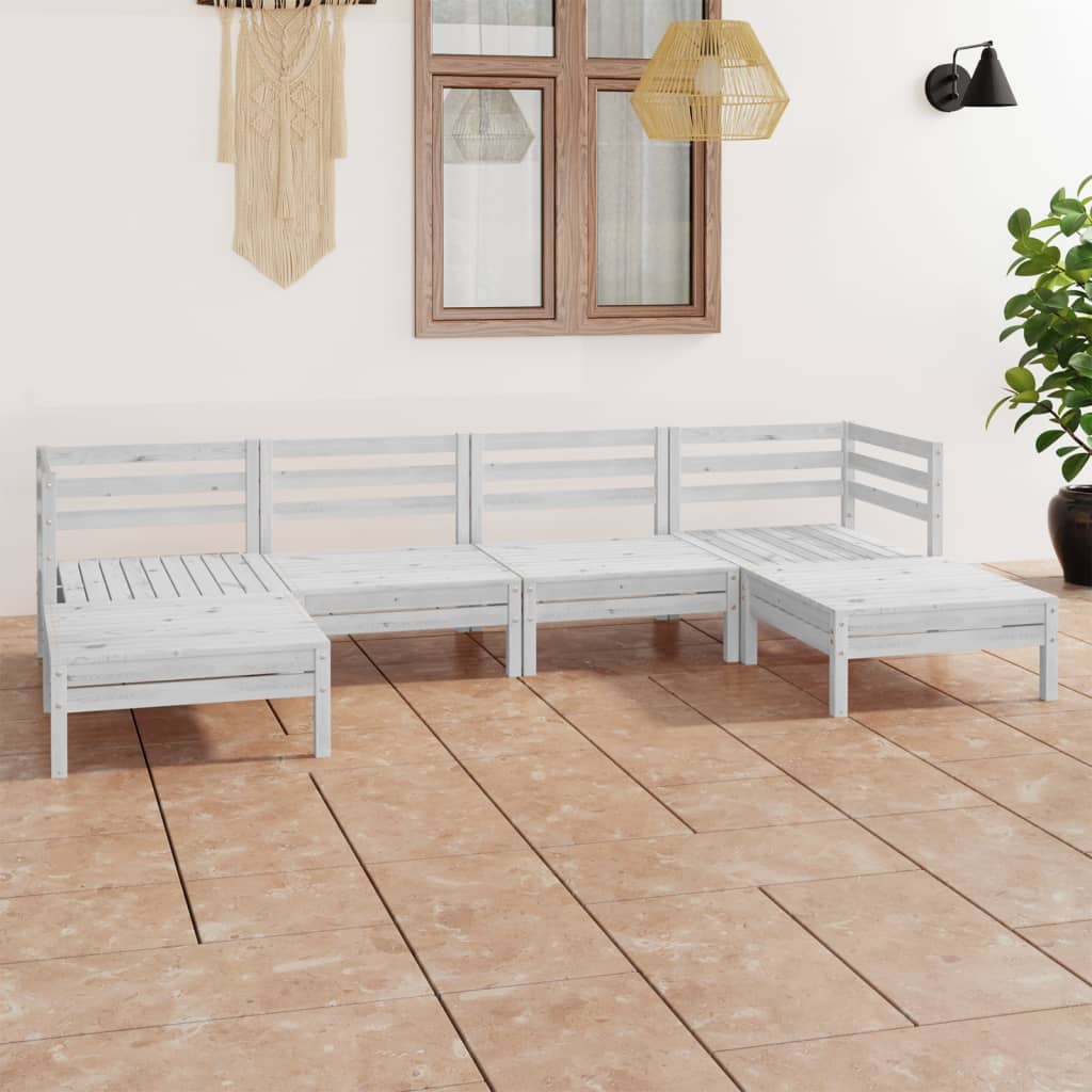 6-delige Loungeset massief grenenhout wit is nu te koop bij PeponiXL, paradijselijk wonen!