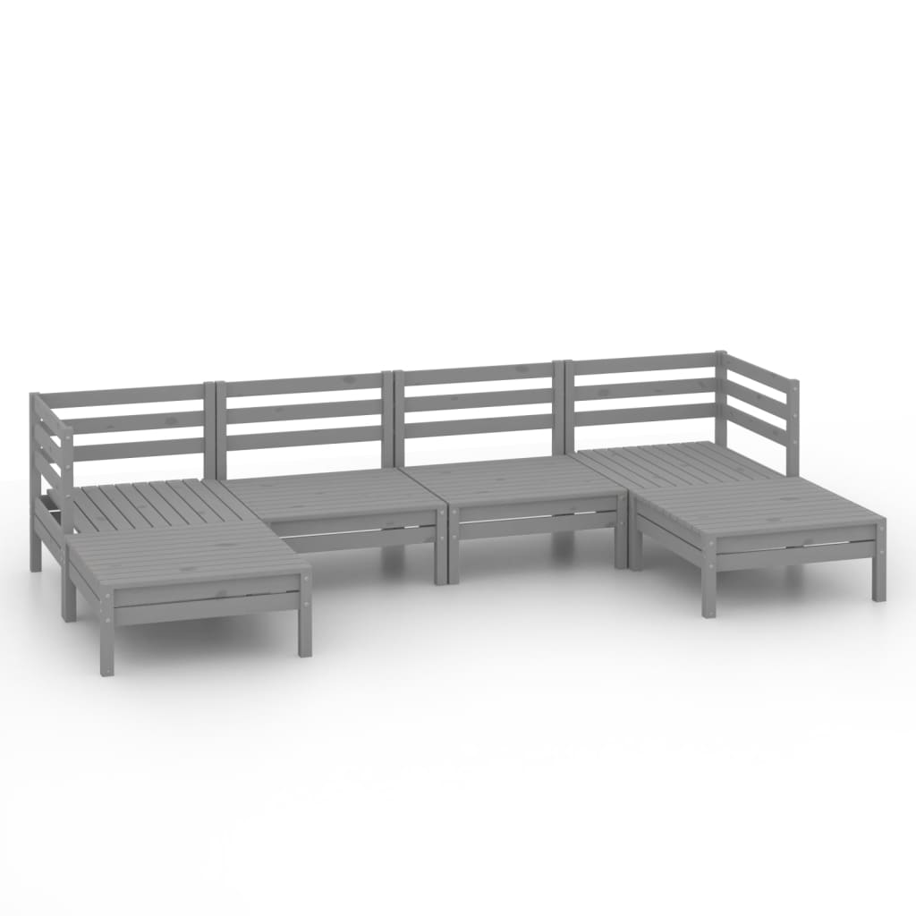 6-delige Loungeset massief grenenhout grijs is nu te koop bij PeponiXL, paradijselijk wonen!