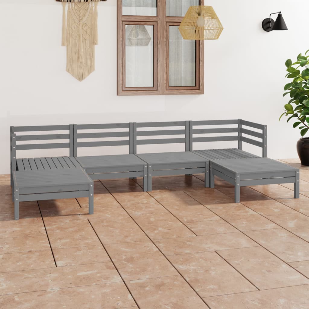 6-delige Loungeset massief grenenhout grijs is nu te koop bij PeponiXL, paradijselijk wonen!