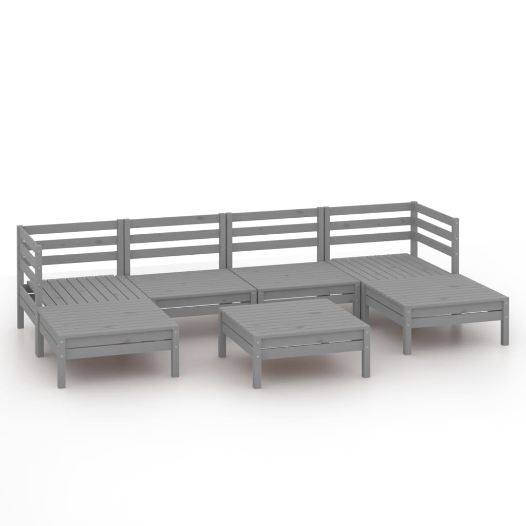 7-delige Loungeset massief grenenhout grijs is nu te koop bij PeponiXL, paradijselijk wonen!