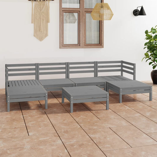 7-delige Loungeset massief grenenhout grijs is nu te koop bij PeponiXL, paradijselijk wonen!