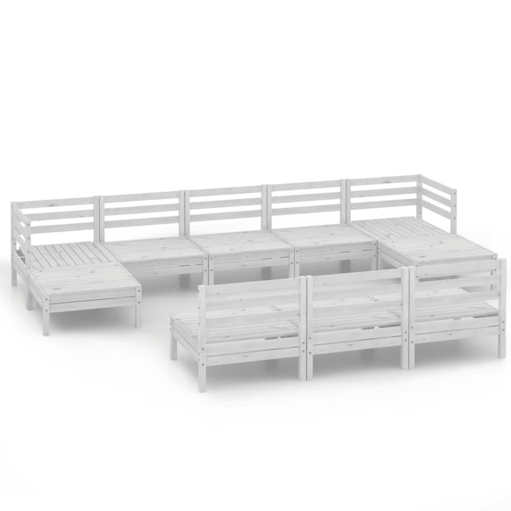 10-delige Loungeset massief grenenhout wit is nu te koop bij PeponiXL, paradijselijk wonen!