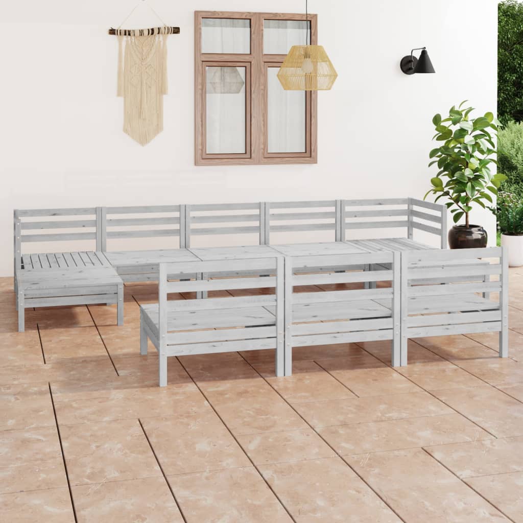 10-delige Loungeset massief grenenhout wit is nu te koop bij PeponiXL, paradijselijk wonen!