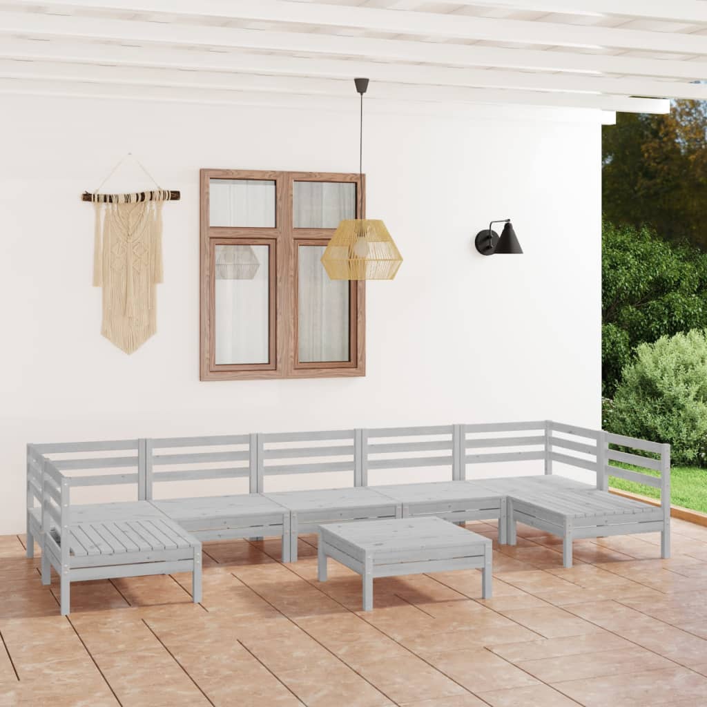 8-delige Loungeset massief grenenhout wit is nu te koop bij PeponiXL, paradijselijk wonen!
