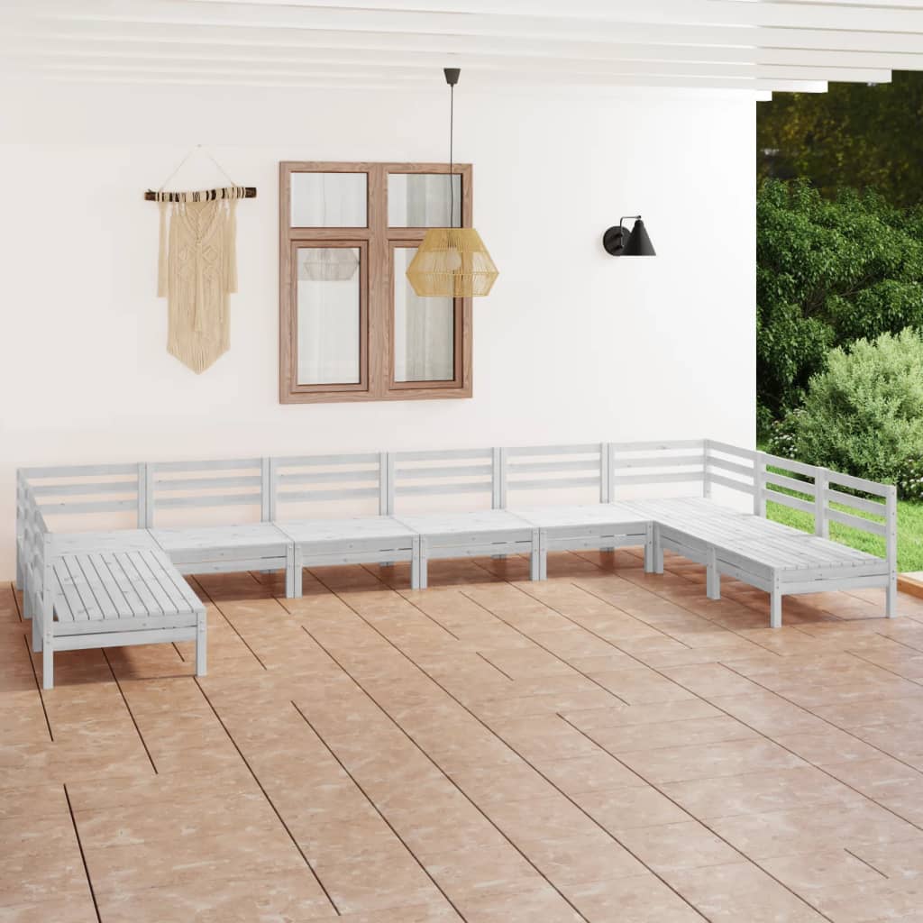 10-delige Loungeset massief grenenhout wit is nu te koop bij PeponiXL, paradijselijk wonen!