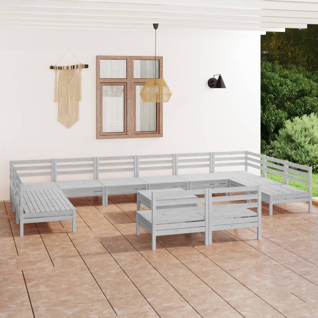 13-delige Loungeset massief grenenhout wit is nu te koop bij PeponiXL, paradijselijk wonen!