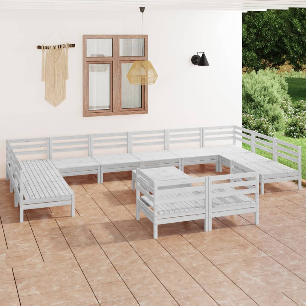 13-delige Loungeset massief grenenhout wit is nu te koop bij PeponiXL, paradijselijk wonen!