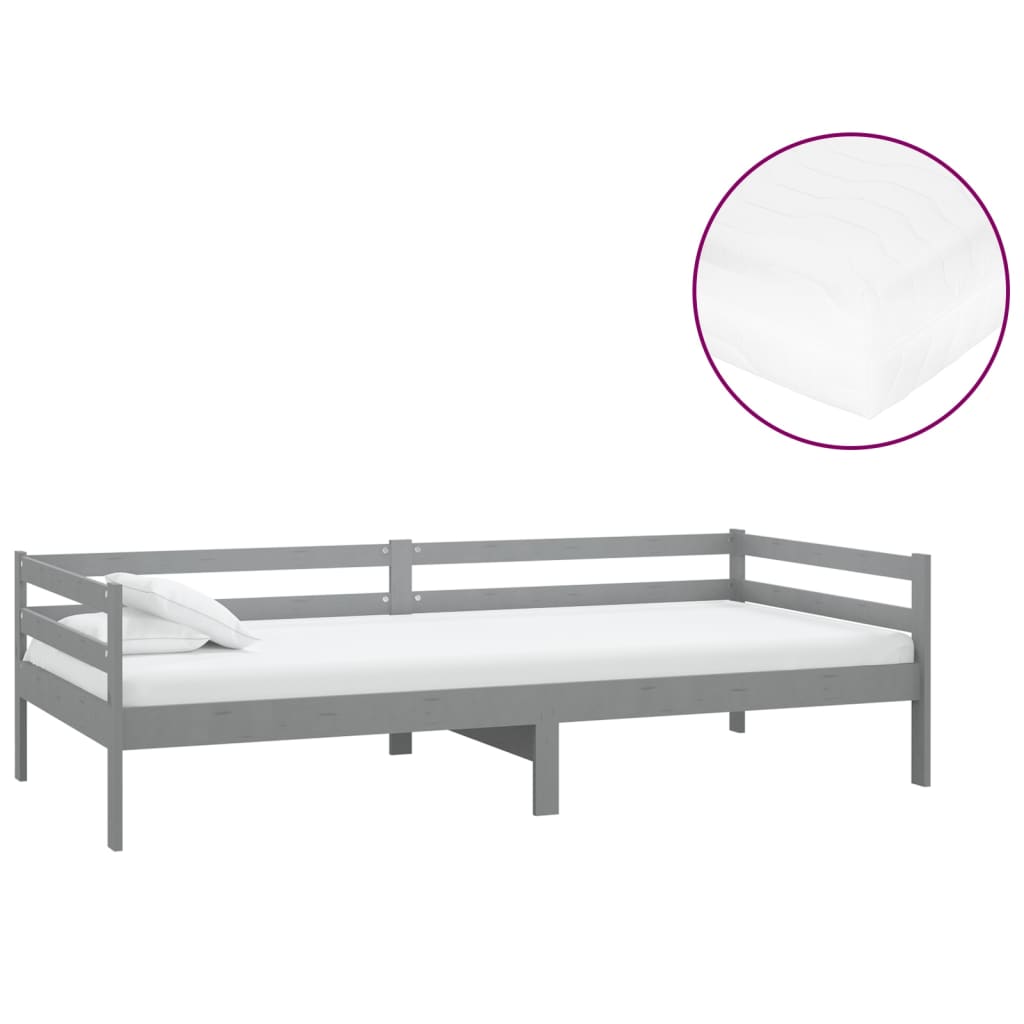Slaapbank met matras massief grenenhout grijs 90x200 cm is nu te koop bij PeponiXL, paradijselijk wonen!