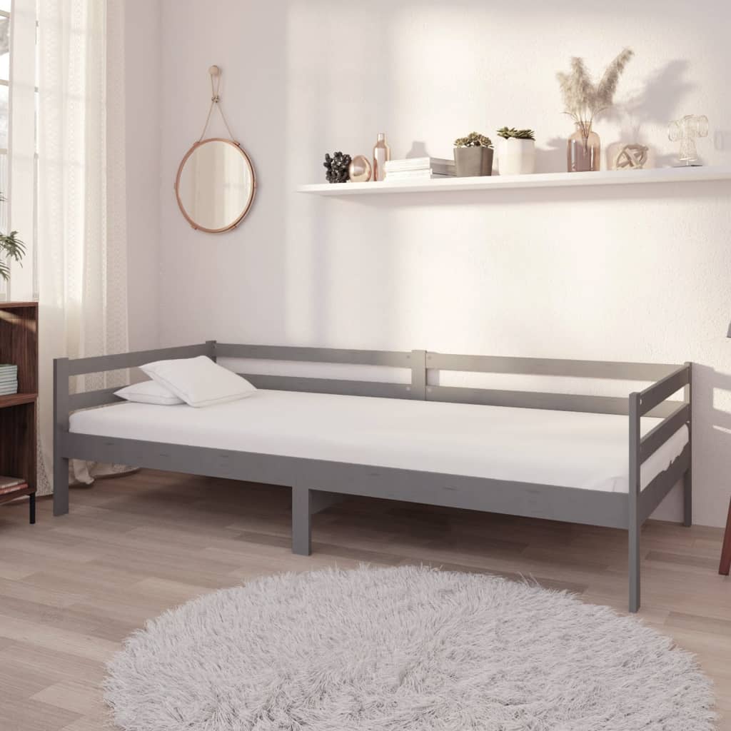 Slaapbank met matras massief grenenhout grijs 90x200 cm is nu te koop bij PeponiXL, paradijselijk wonen!