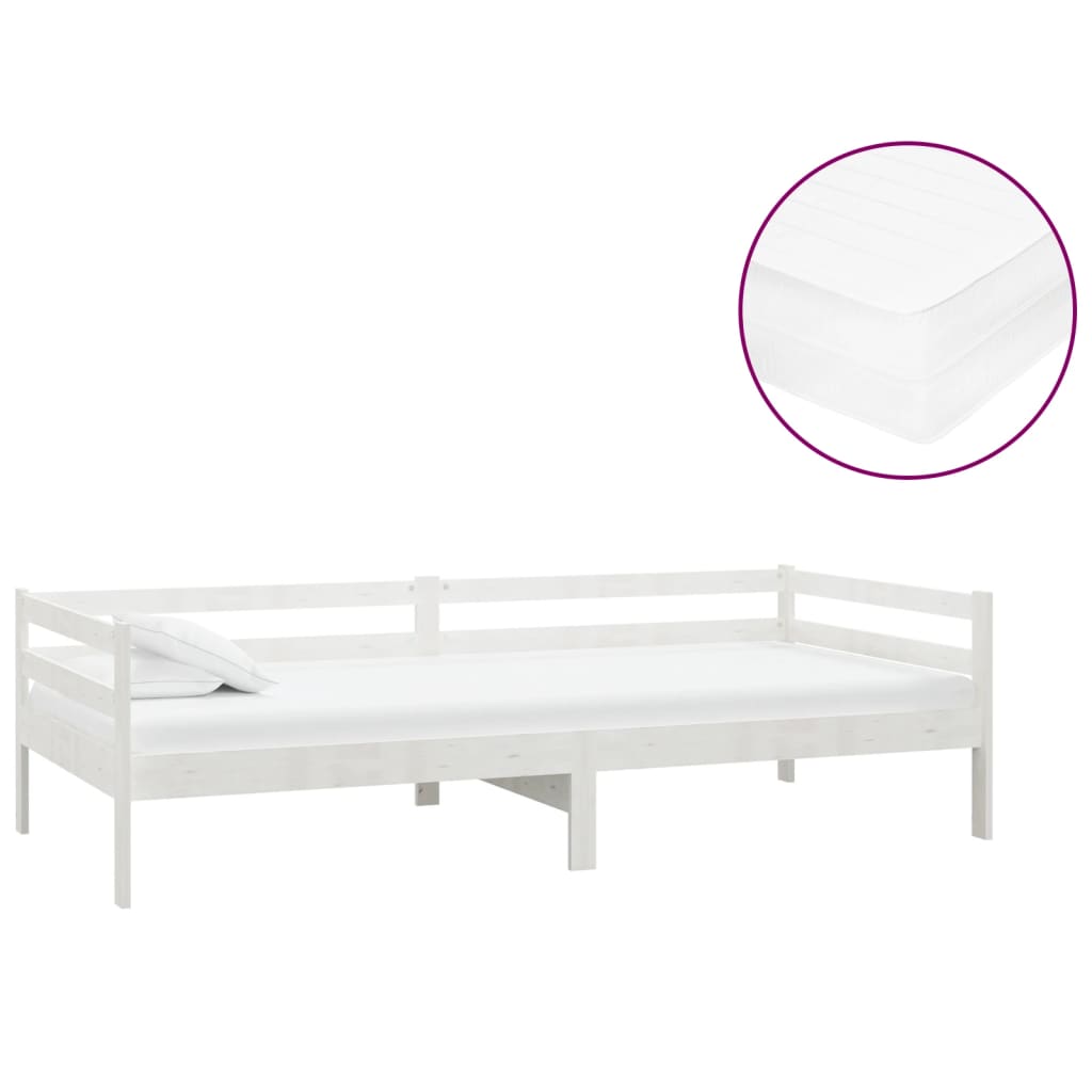 Slaapbank met matras massief grenenhout wit 90x200 cm is nu te koop bij PeponiXL, paradijselijk wonen!