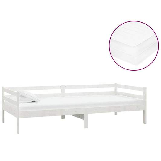Slaapbank met matras massief grenenhout wit 90x200 cm is nu te koop bij PeponiXL, paradijselijk wonen!