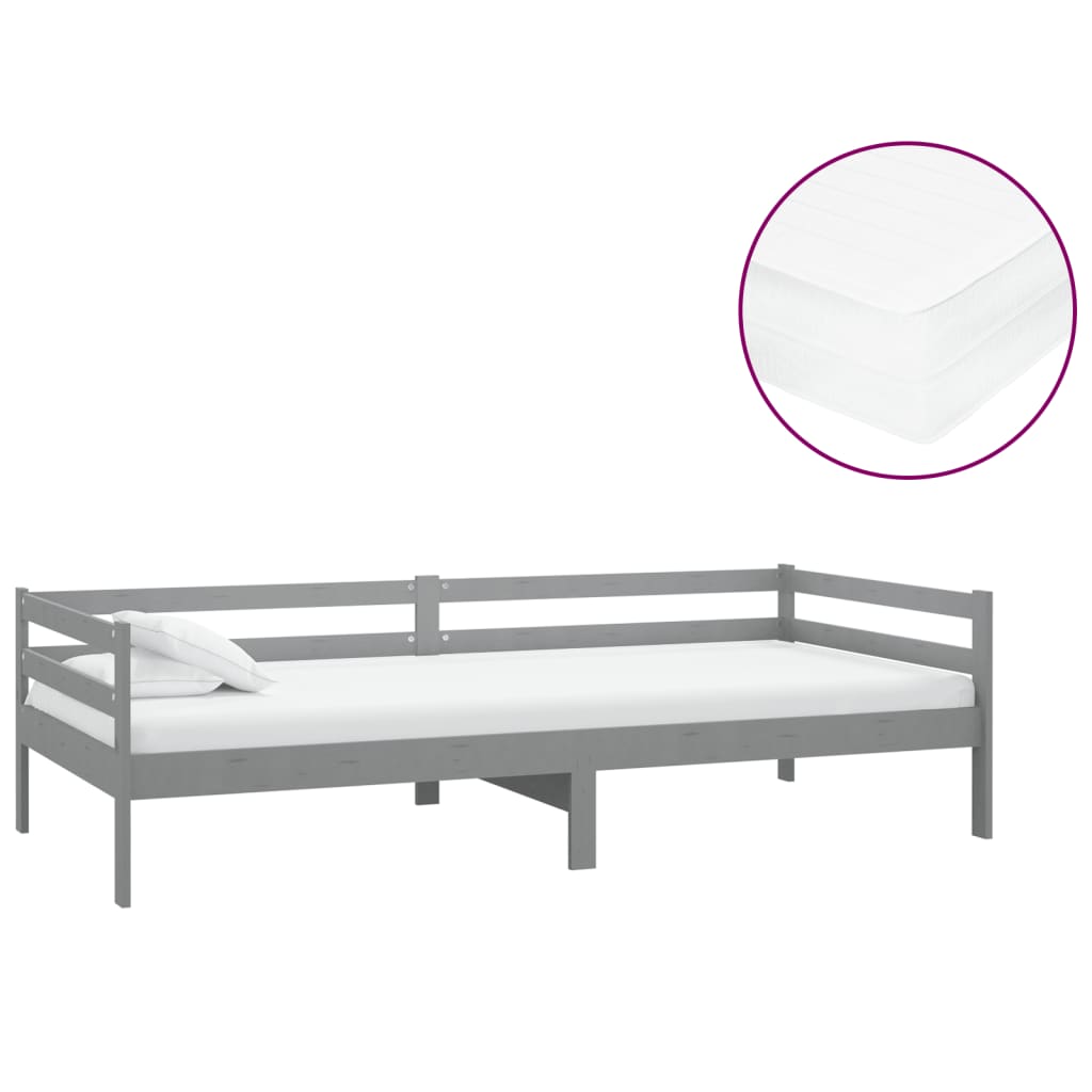 Slaapbank met matras massief grenenhout grijs 90x200 cm is nu te koop bij PeponiXL, paradijselijk wonen!