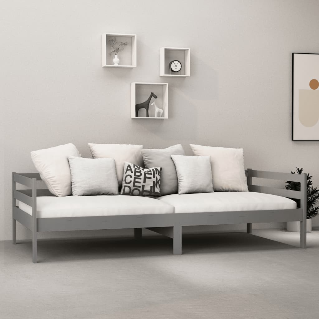 Slaapbank met matras massief grenenhout grijs 90x200 cm is nu te koop bij PeponiXL, paradijselijk wonen!